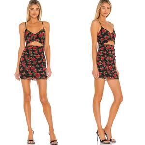 NBD juli mini floral dress waist cut out